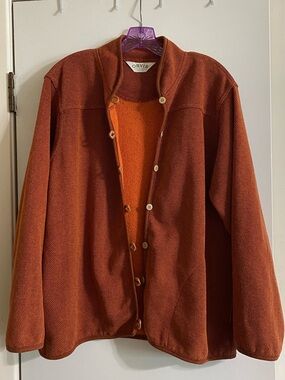 Orvis Rust-Orange Button Cardigan Jacket